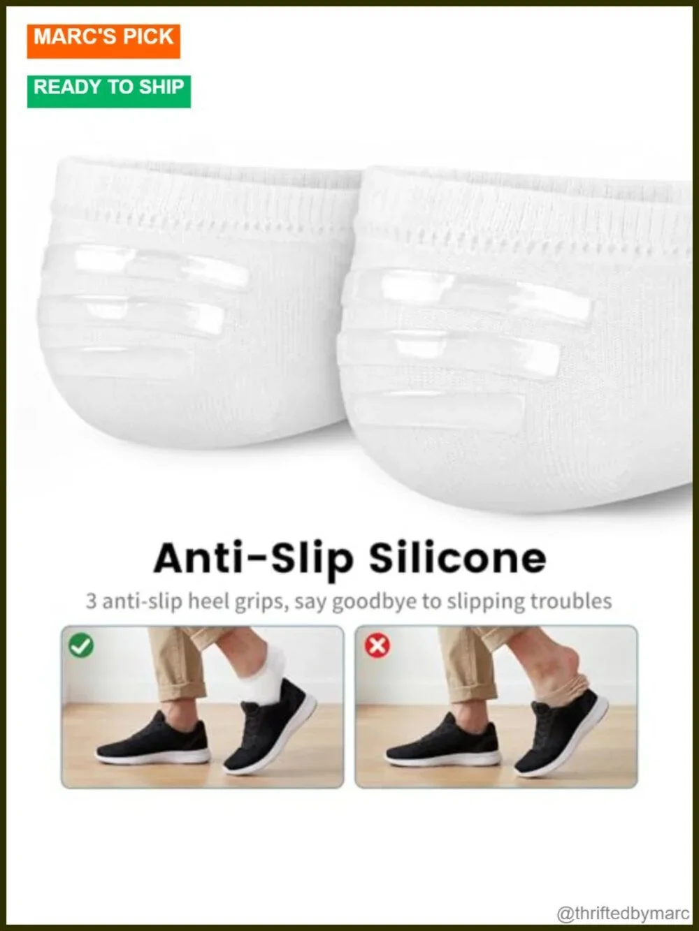 No Show Socks Men Low Cut Ankle Cotton with Non Slip Grips